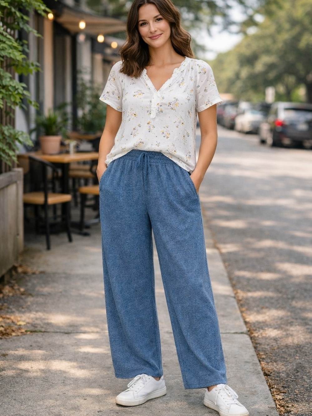 HALARA Wide Leg Pull-On Pants in Teal